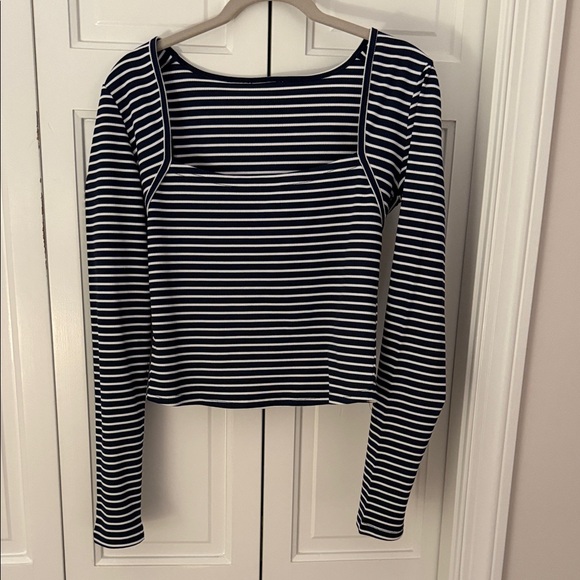 Edikted Navy and White Striped Women's Top - Picture 1 of 2